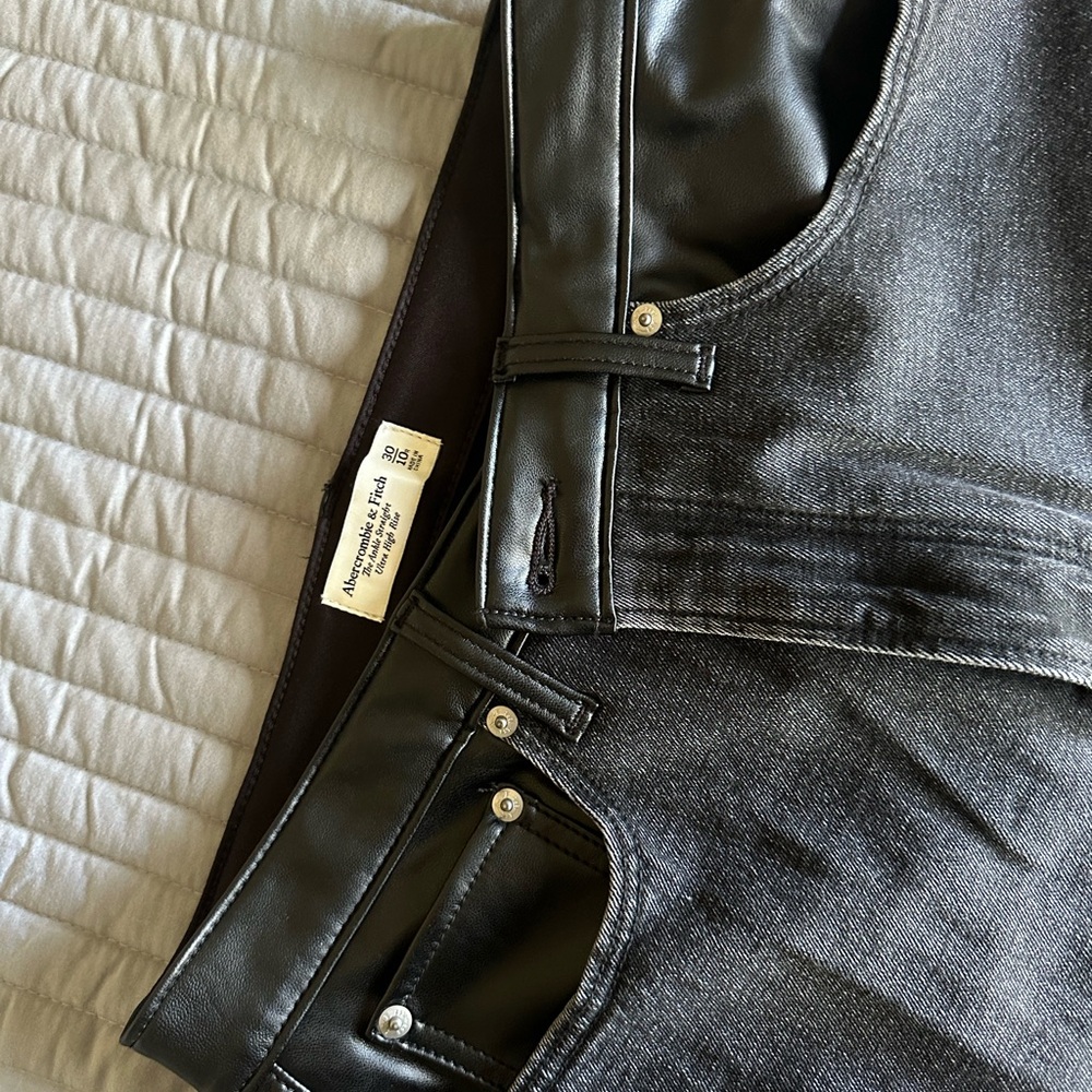 Abercrombie & Fitch Black Leather-Trimmed Pants